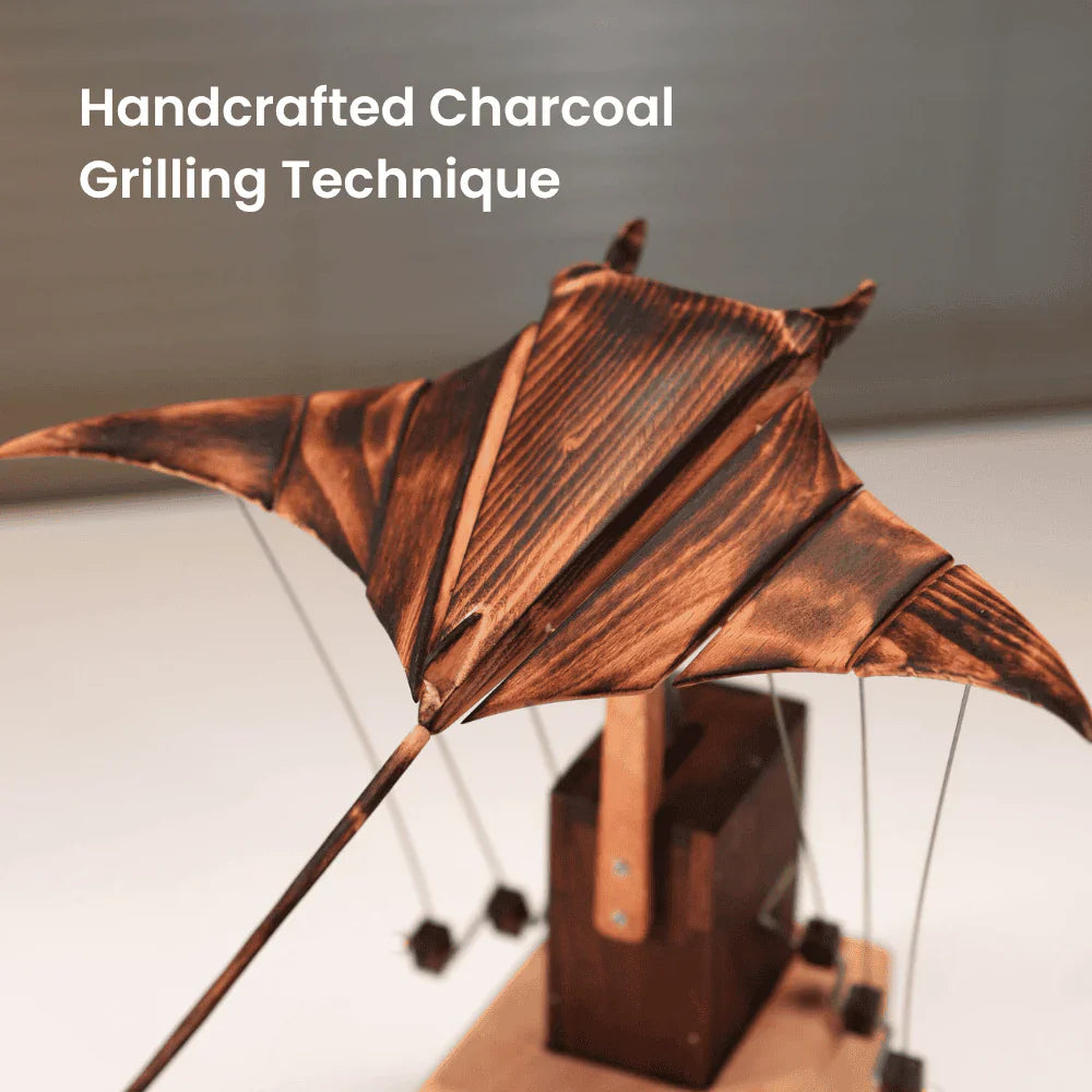 Handcrafted Mechanical Wooden Manta Ray