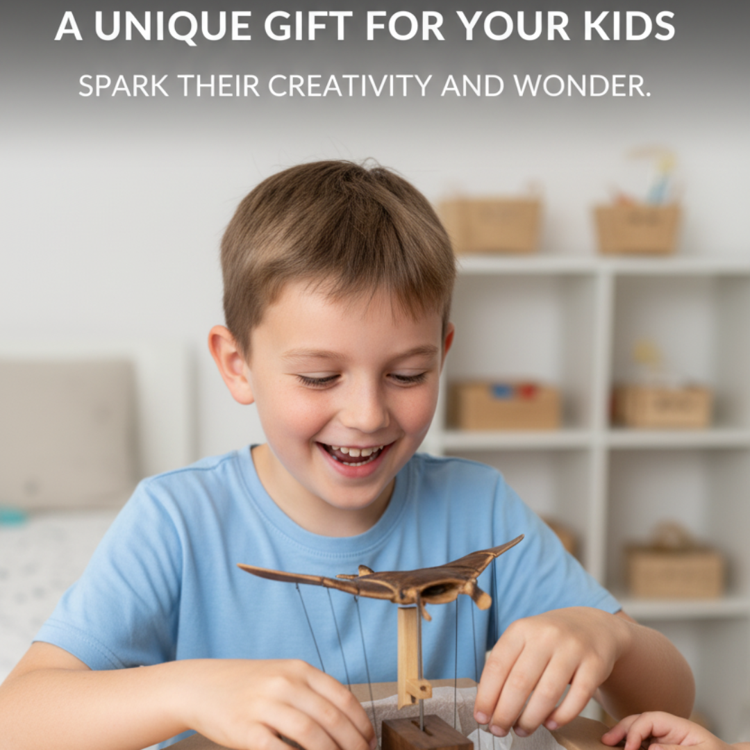 Handcrafted Mechanical Wooden Manta Ray